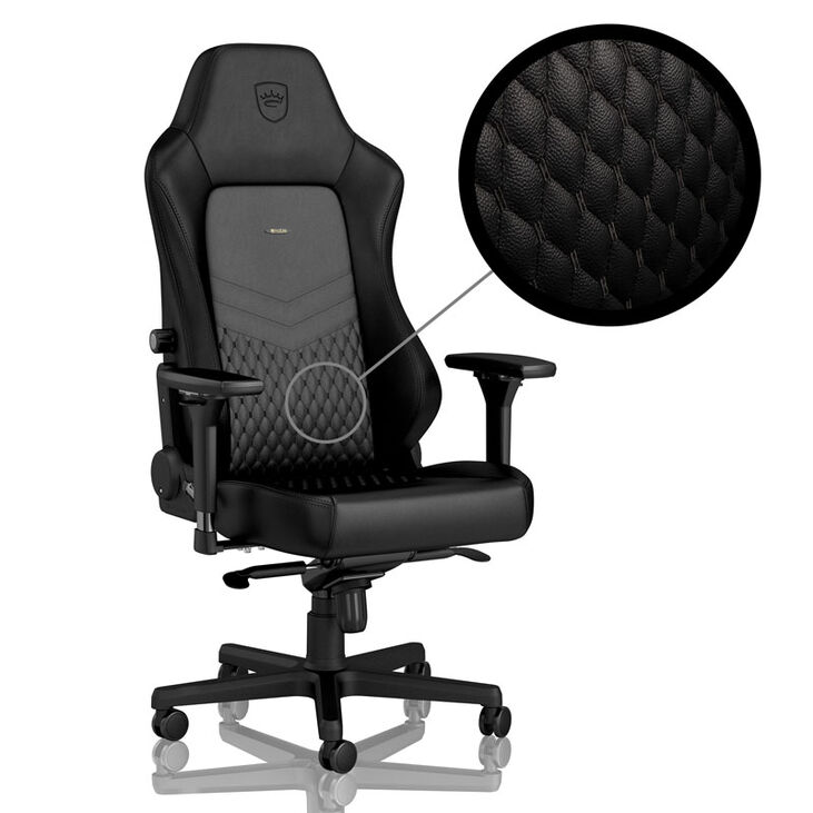noblechairs HERO Real Leather Gaming Chair - Black/Black image number 0