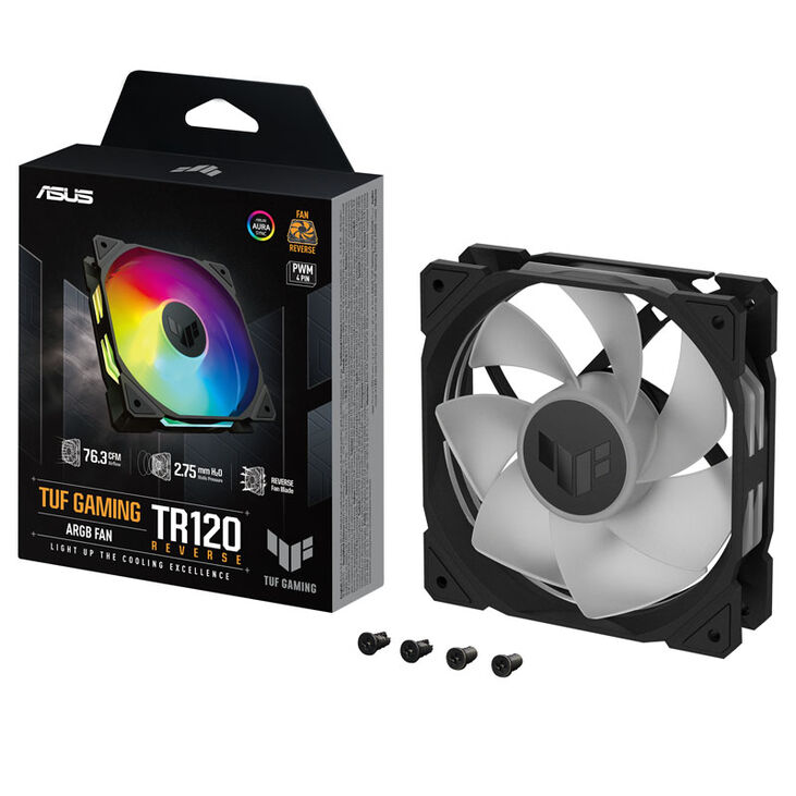 ASUS TUF Gaming TR120 Reverse, PWM ARGB Lüfter - 120 mm, schwarz image number 4