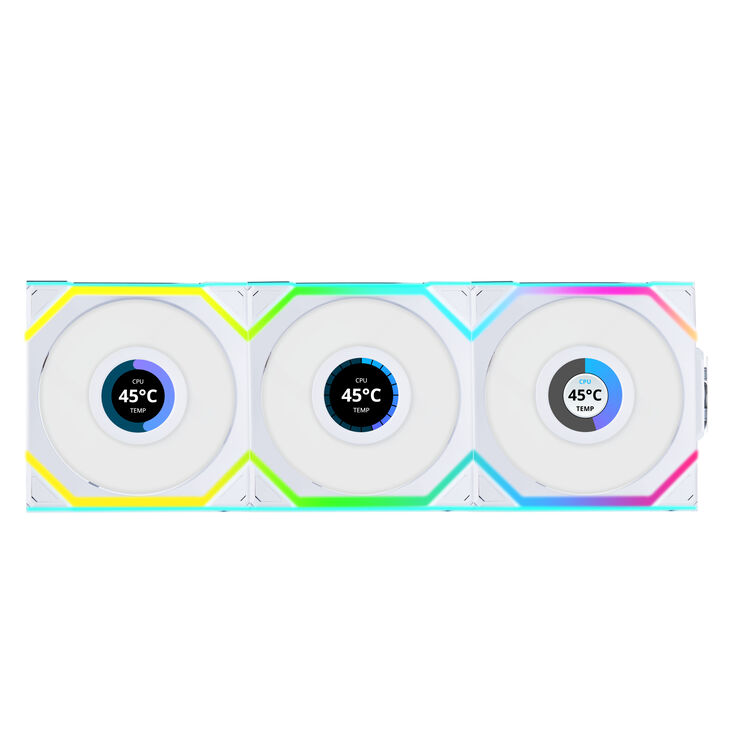 Lian Li UNI FAN SL Wireless LCD Fan, ARGB, PWM, 3-Pack incl. Controller - Reverse Blade, 120 mm, white image number 0