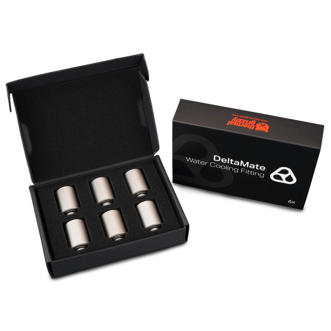 Thermal Grizzly DeltaMate Extender Fitting - MF28, matt nickel, 6er-Pack image number 2