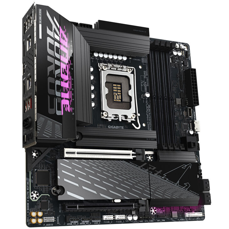 GIGABYTE B860M Aorus Elite WiFi6E Motherboard, Socket 1851, Intel B860, mATX, DDR5 image number 1