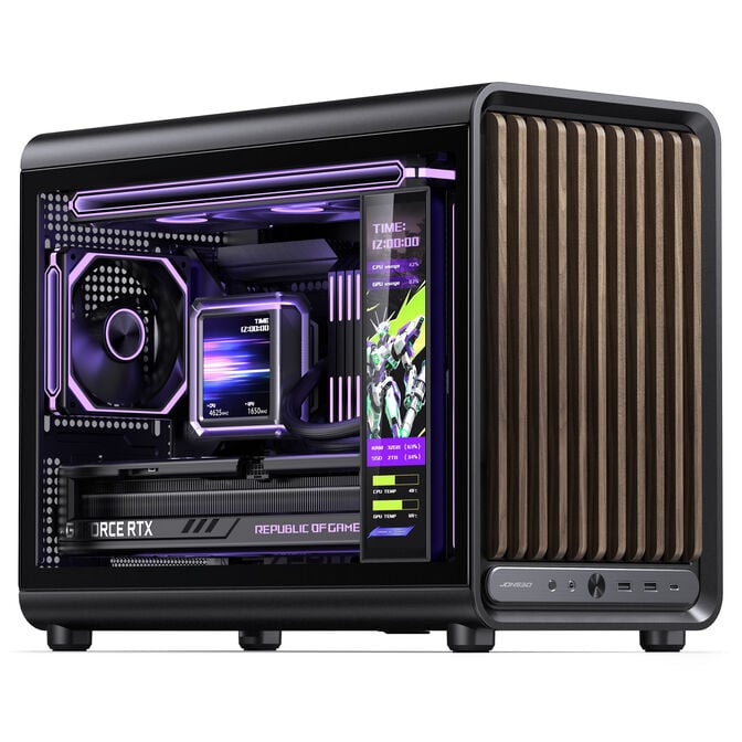 Jonsbo D33 Wood PC Case, Mini Case, mATX, Tempered Glass - Black, Wood image number 4