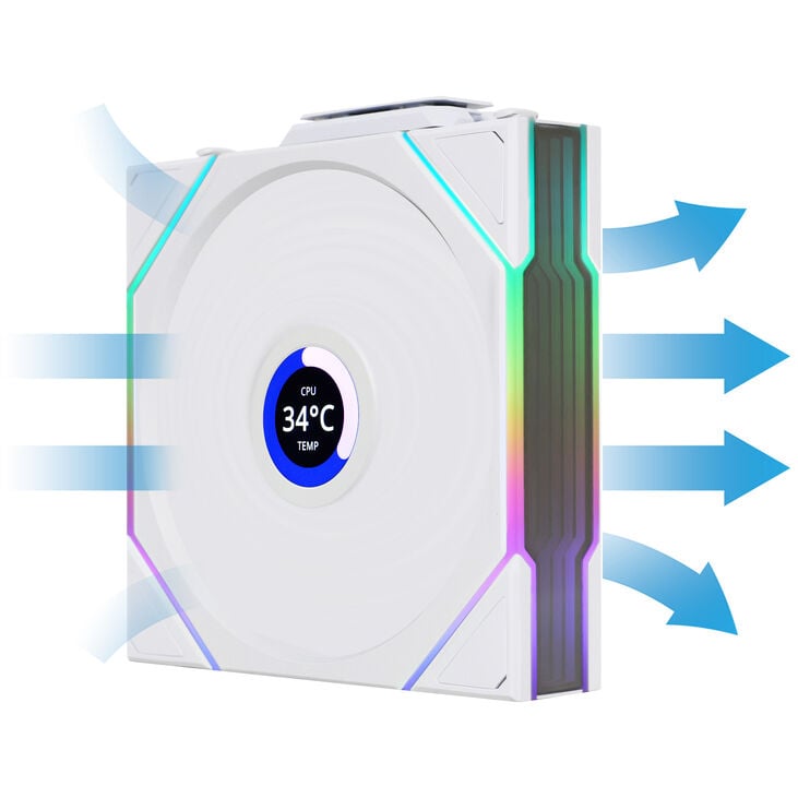 Lian Li UNI FAN TL Wireless LCD Fan, ARGB, PWM, 3-Pack with Controller - 120 mm, White image number 7
