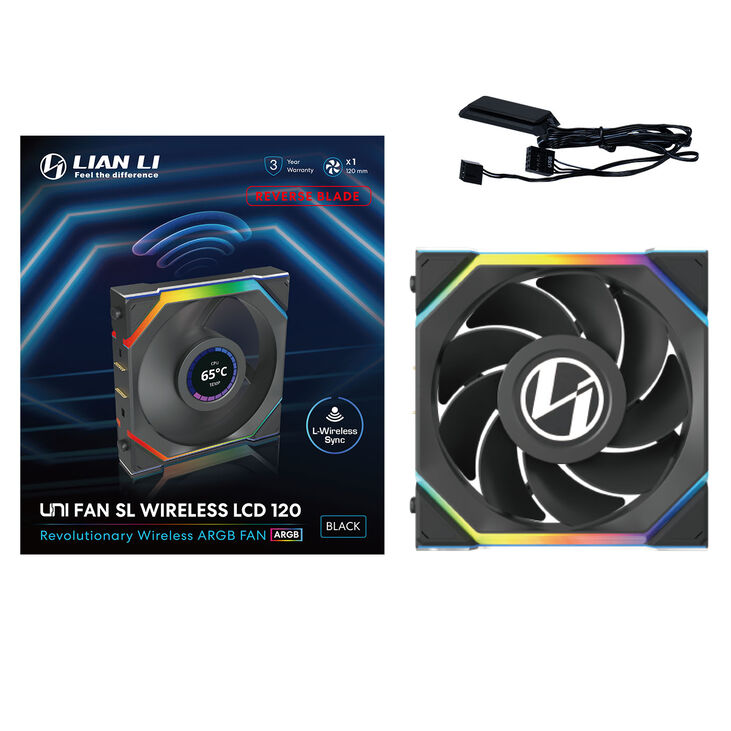 Lian Li UNI FAN SL Wireless LCD Fan, ARGB, PWM - Reverse Blade, 120 mm, black image number 7