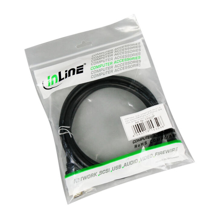 InLine HDMI Kabel High Speed mit Ethernet, schwarz - 2m image number 2