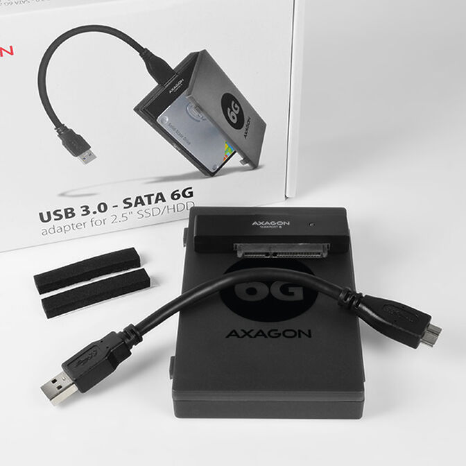 AXAGON ADSA-1S6 SLIMPort6 Adapter, USB 3.0, 2.5" SSD/HDD, SATA 6G - with Case image number 14