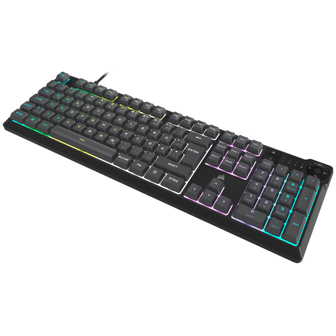 Corsair Gaming K55 Core RGB Gaming Keyboard, Full-Size (100%), Rubber Dome &ndash; grey, ISO (DE) image number 3