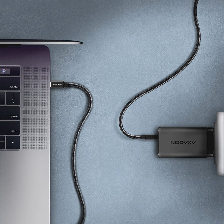 AXAGON BUCM-CM15AB USB-C zu USB-C 2.0 Kabel, 1,5m, PD 60W, 3A, geflochten - schwarz image number 3