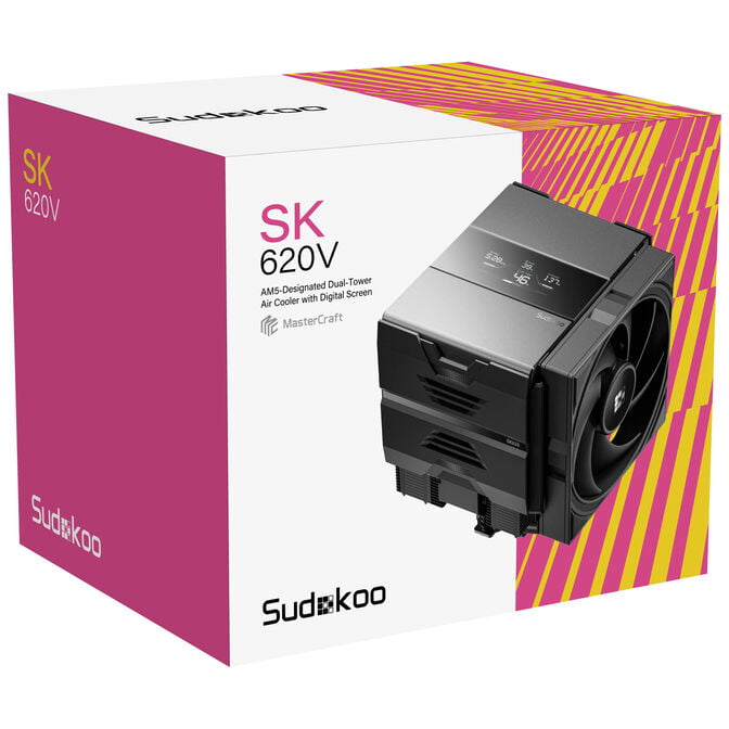 Sudokoo SK620V CPU Cooler, Dual Tower - 2x 120mm, black image number 8