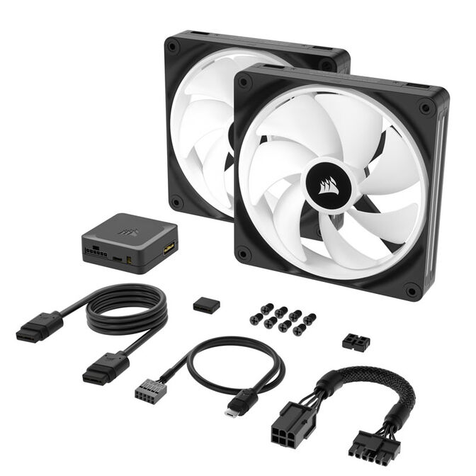 Corsair iCUE LINK QX140 RGB Series, PWM fan, 2-pack including RGB controller - 140mm, black, Star image number 9