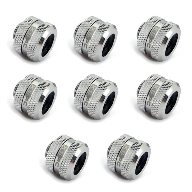 XSPC fitting G1/4" to 14mm hard tube, chrome - 8 pieces image number 0