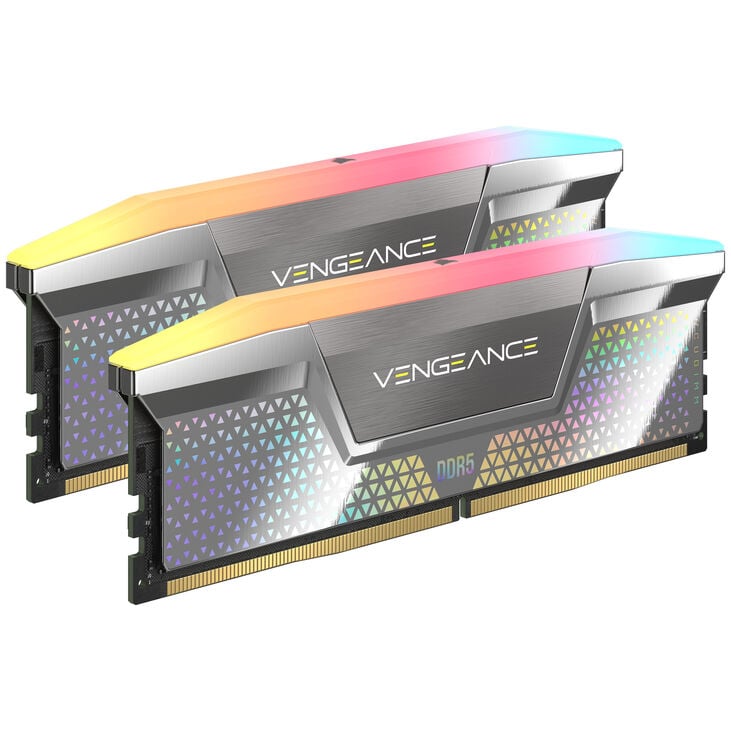 Corsair Vengeance RGB DDR5-8200 RAM, CL40, XMP 3.0, CUDIMM - 48 GB Dual-Kit, silber image number 0