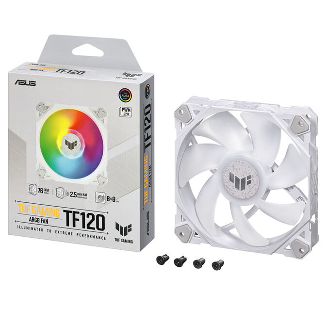 ASUS TUF Gaming TF120 ARGB Fan - 120 mm, white image number 4