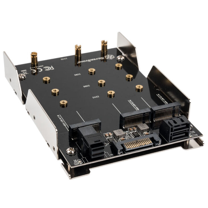 SilverStone SST-SDP12 - 3.5 Zoll für 2x M.2 SATA und 1x M.2 NVMe SSD Mounting Adapter Bracket image number 0