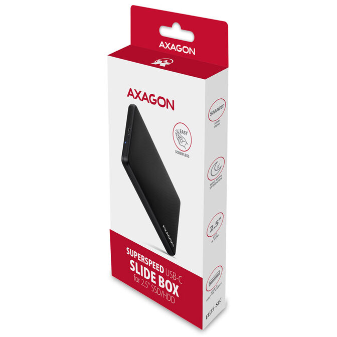AXAGON EE25-SLC externes 2,5"-Geh&auml;use, USB 3.0 / SATA III - USB-C, schwarz image number 3