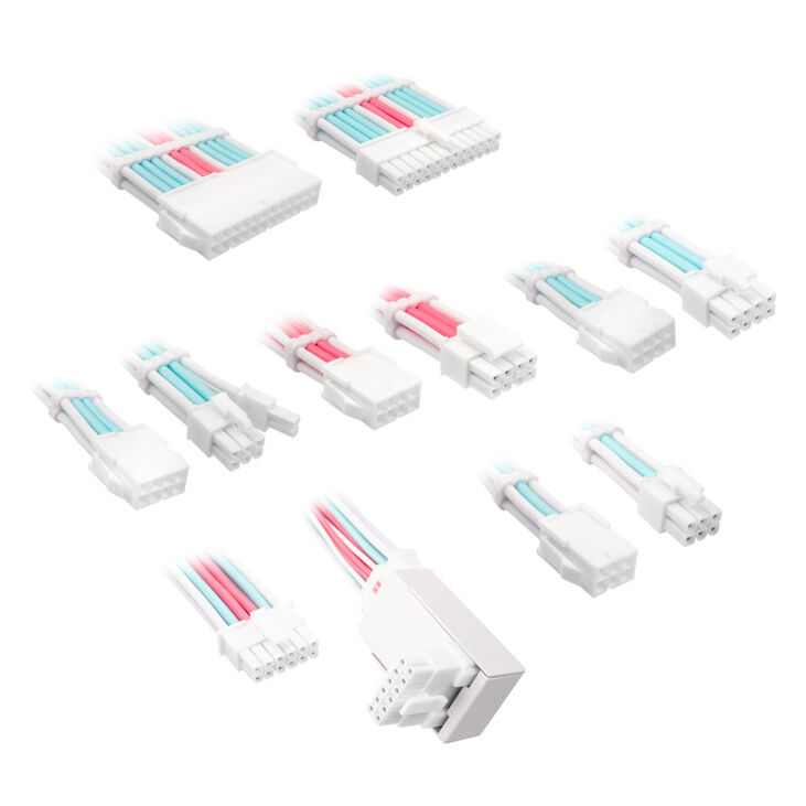 Kolink Core Pro Braided Cable Extension Kit 12V-2x6 Type 2 - Brilliant White/Neon Blue/Pure Pink image number 0