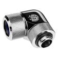 Bitspower Advanced Adapter 90 Degree G1/4 Inch Male to 14mm OD Hardtube - Rotatable, Silver image number null