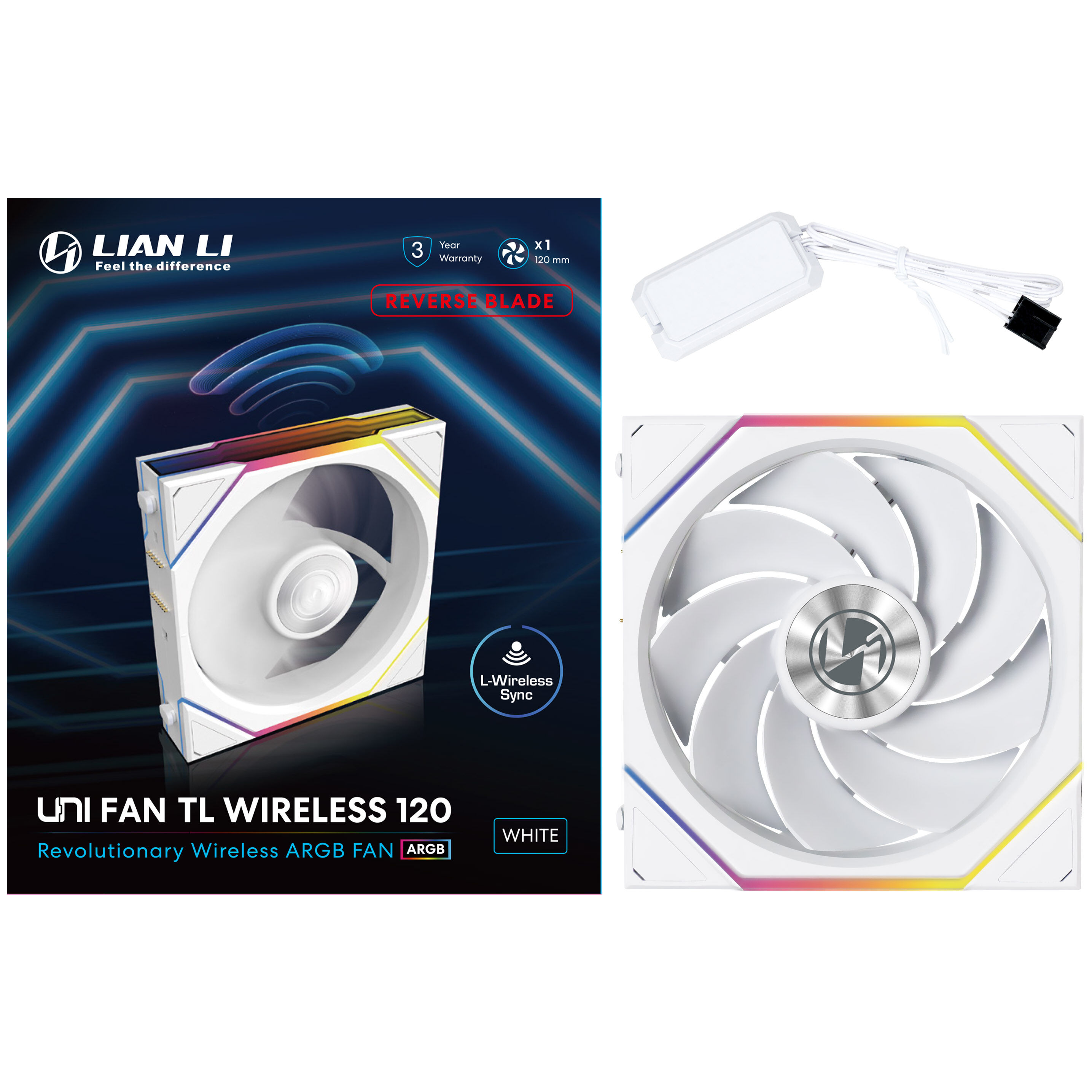 Lian Li UNI FAN TL Wireless Fan, ARGB, PWM – Reverse Blade, 120 mm