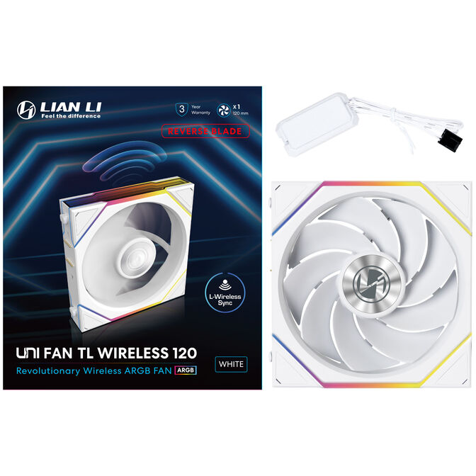 Lian Li UNI FAN TL Wireless L&uuml;fter, ARGB, PWM - Reverse Blade, 120mm, wei&szlig; image number 7