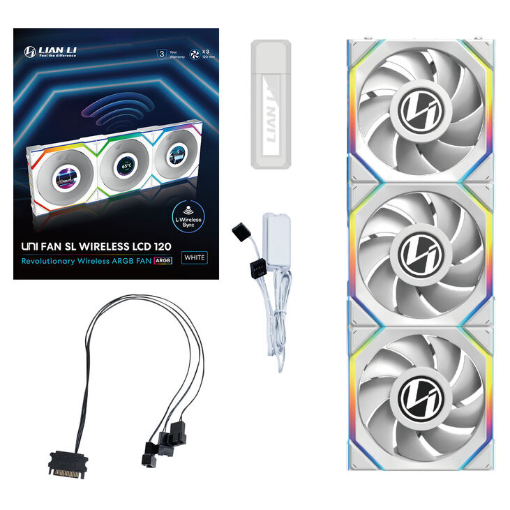 Lian Li UNI FAN SL Wireless LCD Lüfter, ARGB, PWM, 3er-Pack inkl. Controller - 120 mm, weiß image number 11