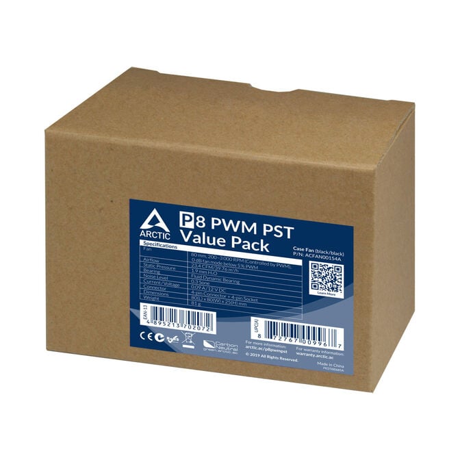 Arctic P8 PWM PST L&uuml;fter - 80mm, 5er Pack image number 2