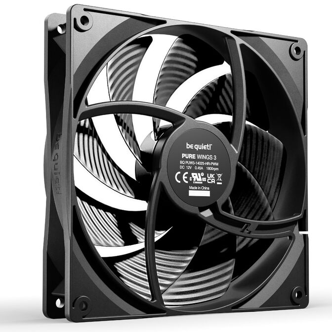be quiet! Pure Wings 3 Fans, High-Speed - 140mm, black, pack of 3 image number 2