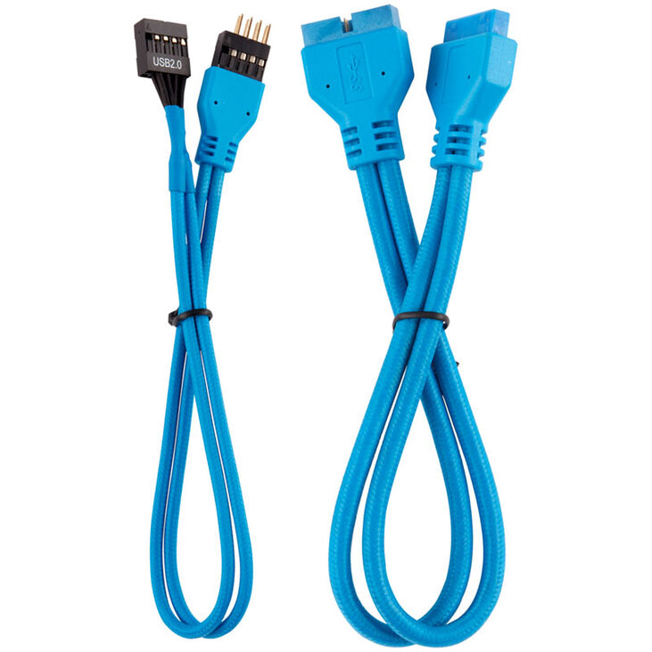 Corsair Premium Sleeved Frontpanel Kabel Verlängerungskit, blau image number 2
