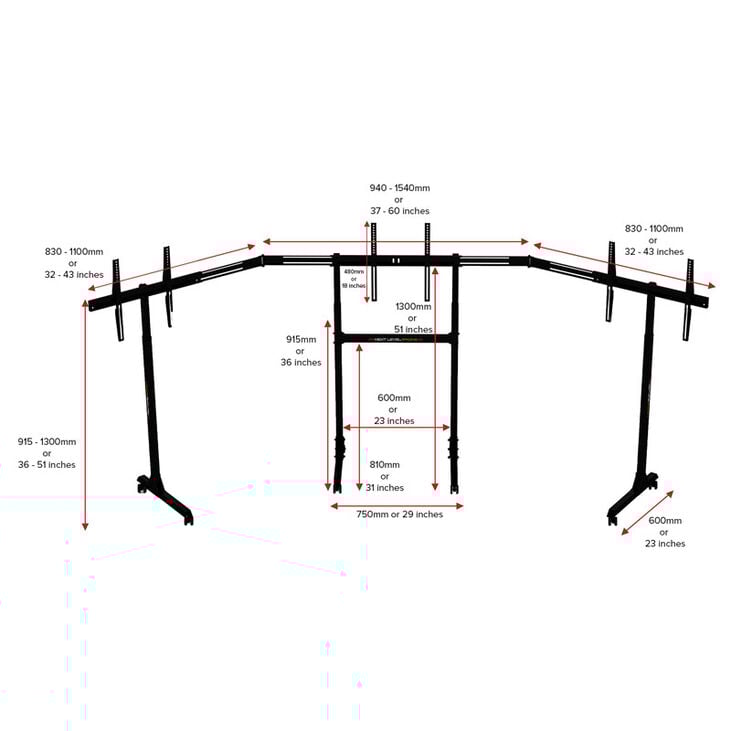 Next Level Racing Free Standing Triple Monitor Stand image number 5