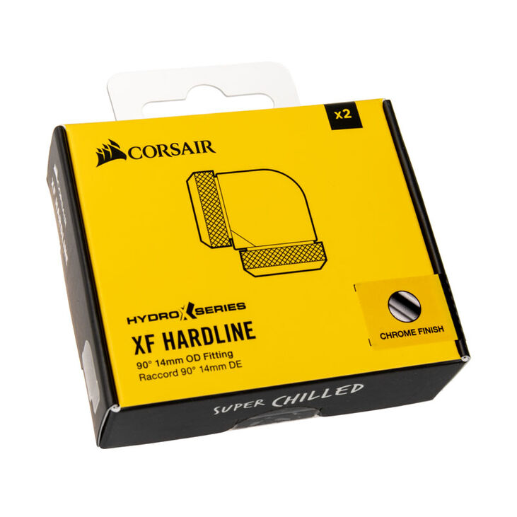 Corsair Hydro X Series XF Hardline Adapter 90 Degree 14mm OD to 14mm OD Hardtube - 2 Pack, Silver image number 2