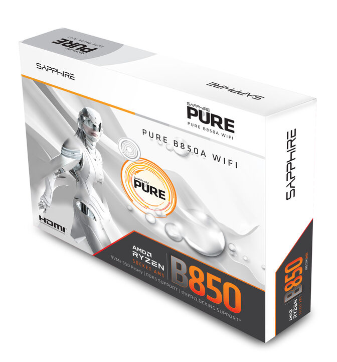 Sapphire Pure B850A WiFi7 Mainboard, AMD B850, Sockel AM5, DDR5 image number 2