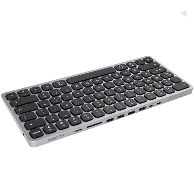 AXAGON HMC-KB keyboard USB-C 5Gbps with HUB, microSD/SD, 3x USB-A, HDMI 4K/60Hz, PD 100W, Audio, US layout image number 4