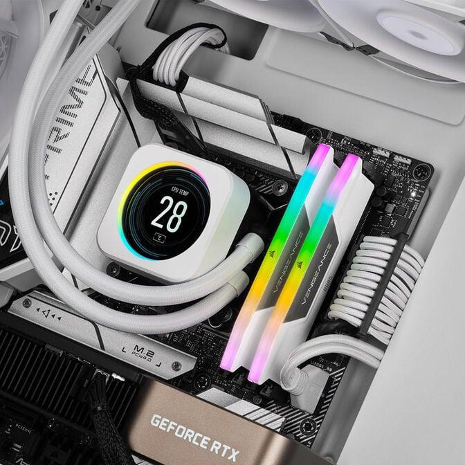 Corsair Vengeance RGB DDR5-6000 RAM, CL36, XMP - 32 GB Dual-Kit, white image number 5
