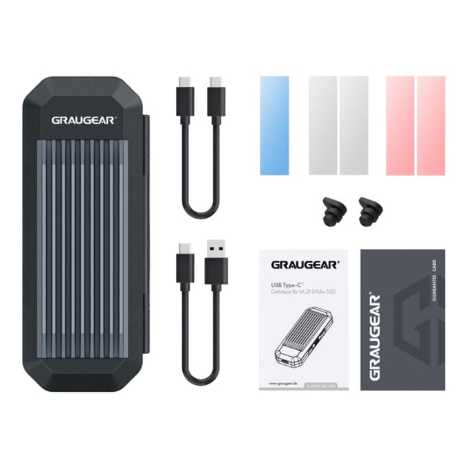 Graugear externes Geh&auml;use f&uuml;r M.2 NVMe SSD, USB-A und USB-C Kabel image number 2