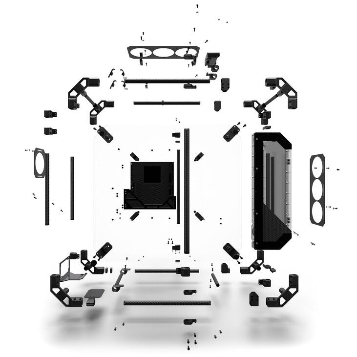 Alphacool Apex Pro Skeleton Case, Mid Tower, ATX, Distro Plate - Carbon/black image number 8