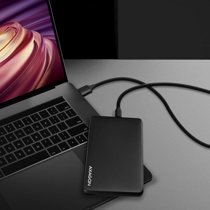AXAGON EE25-SLC external 2.5" case, USB 3.0 / SATA III - USB-C, black image number 1