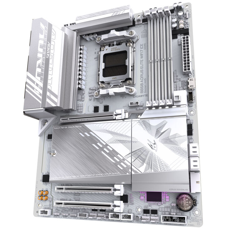 GIGABYTE B850 Aorus Elite WiFi 7 ICE Mainboard, Sockel AM5 (LGA 1718), AMD B850, ATX, DDR5 image number 4