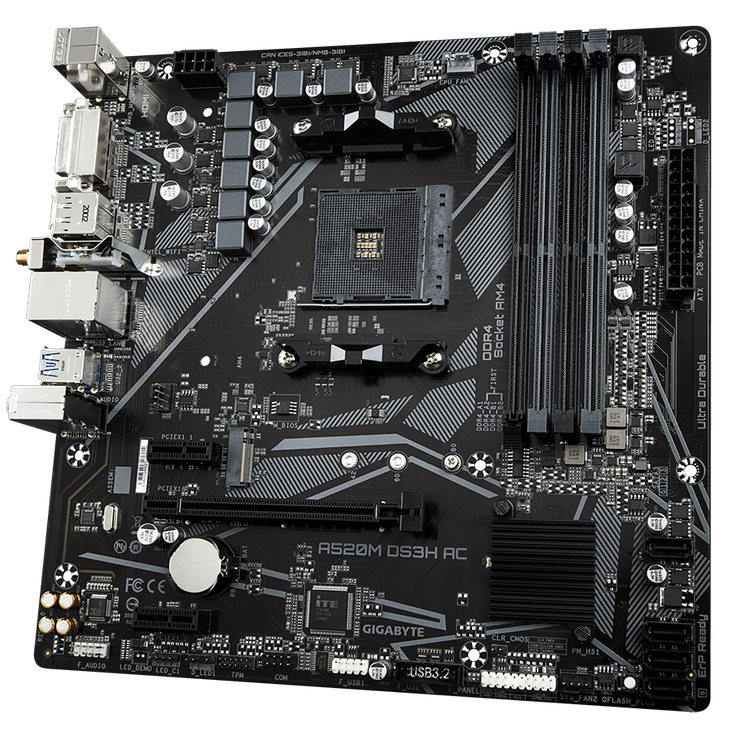 GIGABYTE A520M DS3H AC motherboard, socket AM4, AMD A520, Micro-ATX, DDR4 image number 4