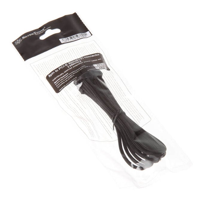 SilverStone 8-Pin-PCIe auf 6+2-Pin-PCIe Verl&auml;ngerung - 250mm schwarz image number 2