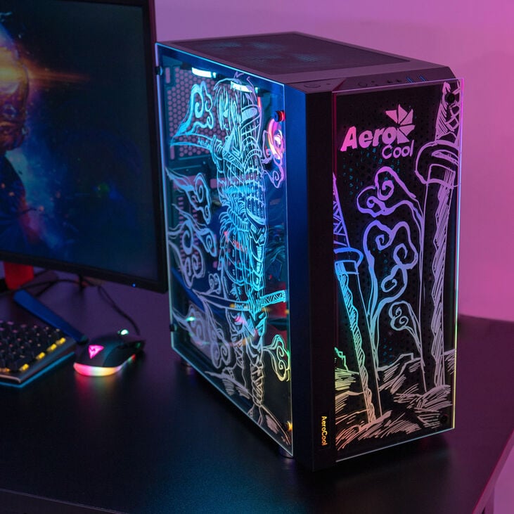 Aerocool Skribble Mid-Tower, Tempered Glass - black image number 9