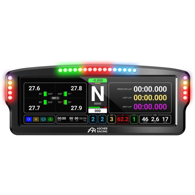 Ascher Racing Dashboard, 7,85&rdquo; Zoll LCD-Touchscreen, 26 RGB-LEDs - schwarz image number 1