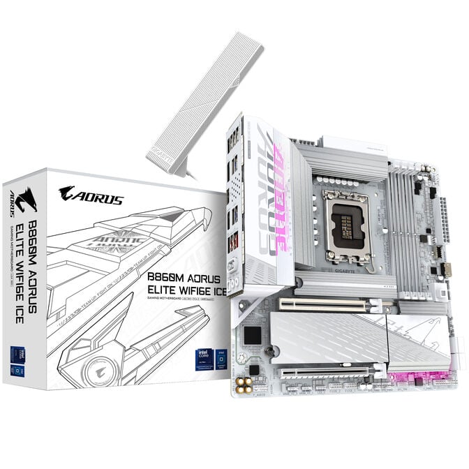 GIGABYTE B860M Aorus Elite WiFi6E ICE Motherboard, Socket 1851, Intel B860, mATX, DDR5 image number 0