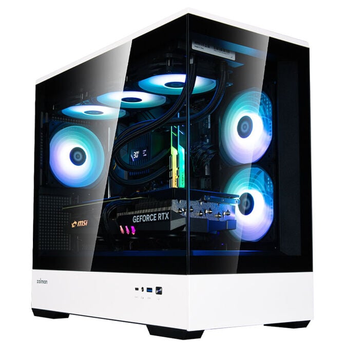 Zalman P30 PC Case, Mini Tower, mATX, Tempered Glass - black / white image number 1
