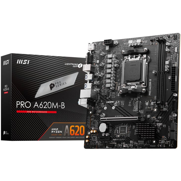 MSI PRO A620M-B Mainboard, Sockel AM5, AMD A620, mATX, DDR5 image number 0