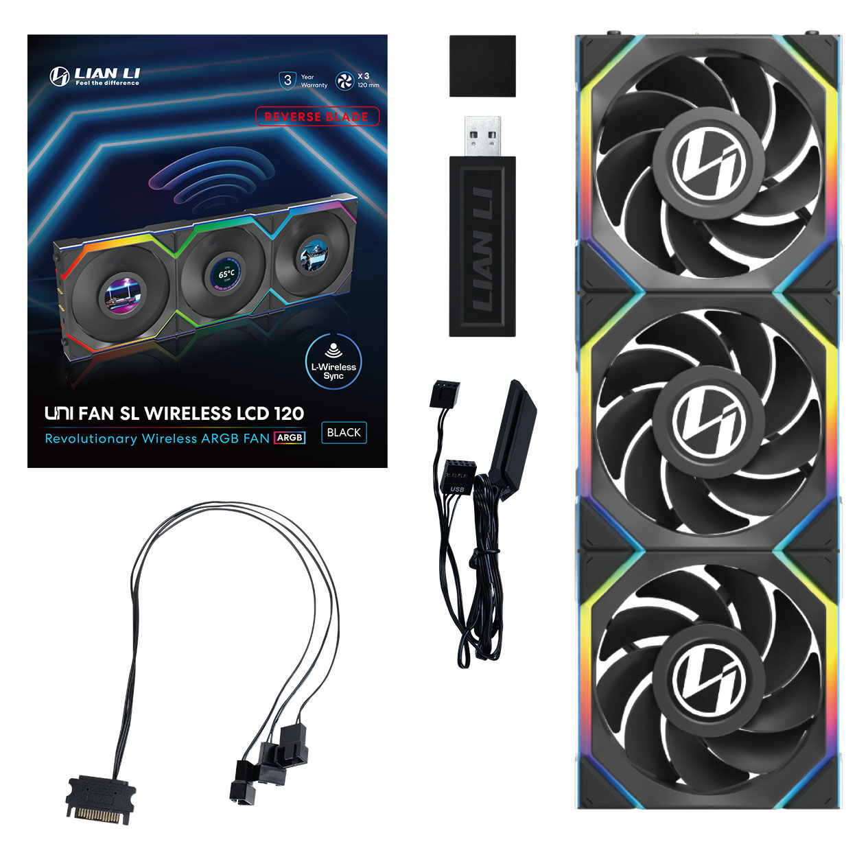 Lian Li UNI FAN SL Wireless LCD Fan, ARGB, PWM, 3-Pack incl
