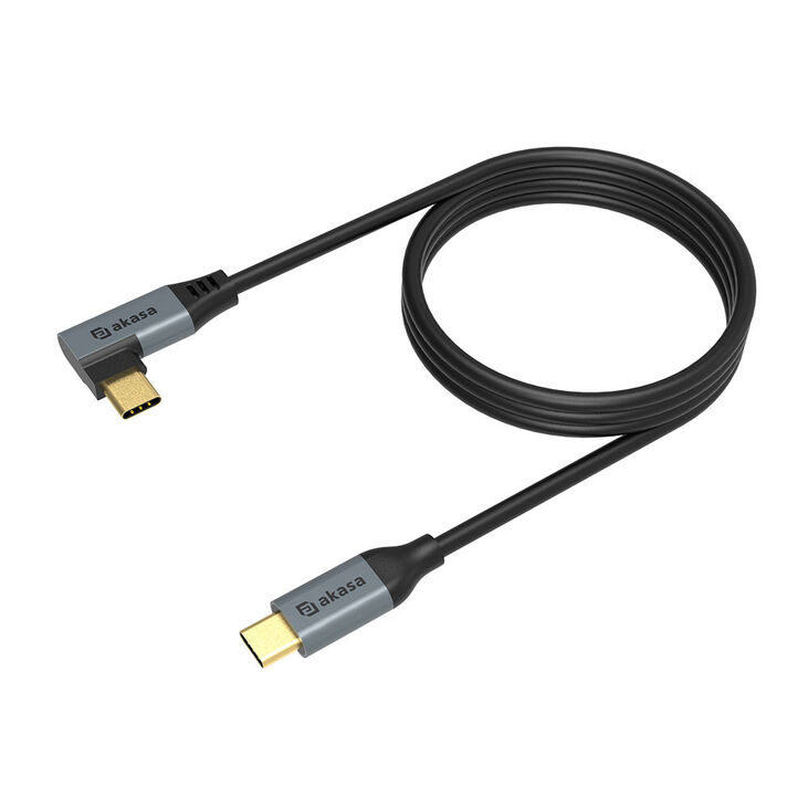 Akasa USB Typ C zu USB Typ C 100W PD Ladekabel, gewinkelt - schwarz image number 0