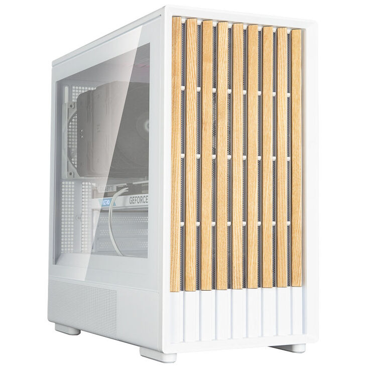 Zalman P10 Namu PC-Gehäuse, Mini-Tower, mATX, Tempered Glass - weiß, Holz image number 1