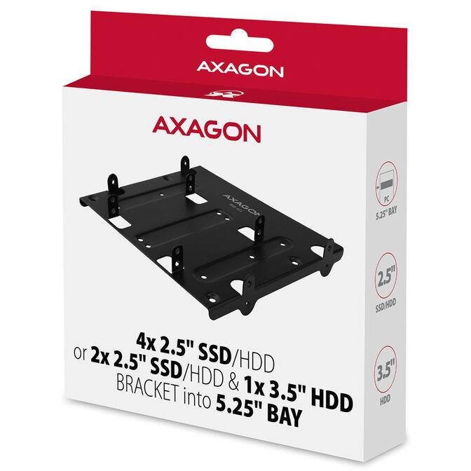 AXAGON RHD-435 Halterahmen f&uuml;r 4x 2,5"/2x 2,5" + 1x 3,5" im 5,25" Slot - schwarz image number 7
