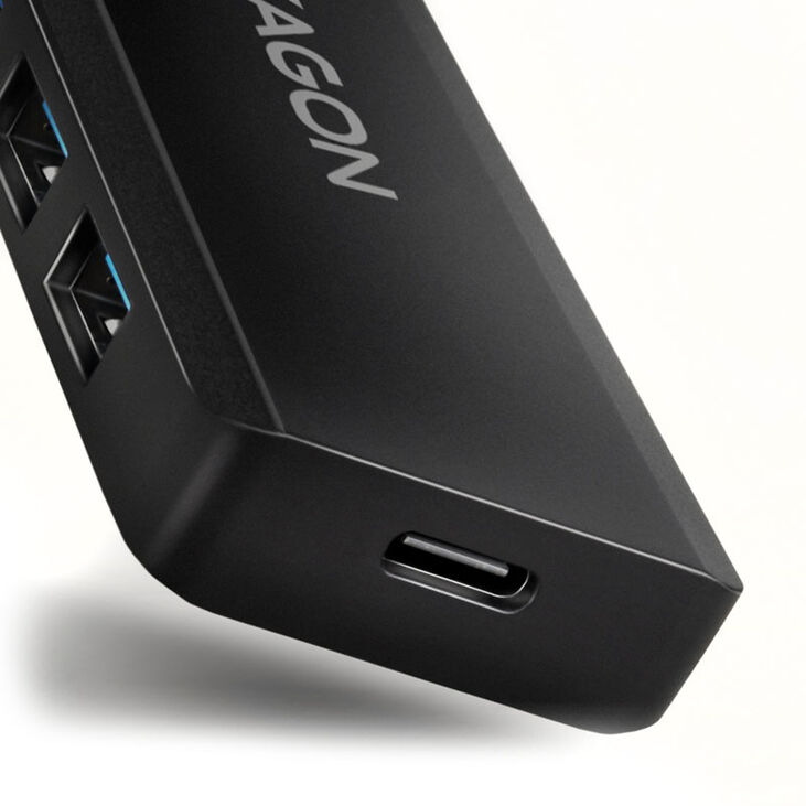 AXAGON HUE-C1C Superspeed USB-C Travel Hub, 4x USB 3.0 - 20cm, black image number 3