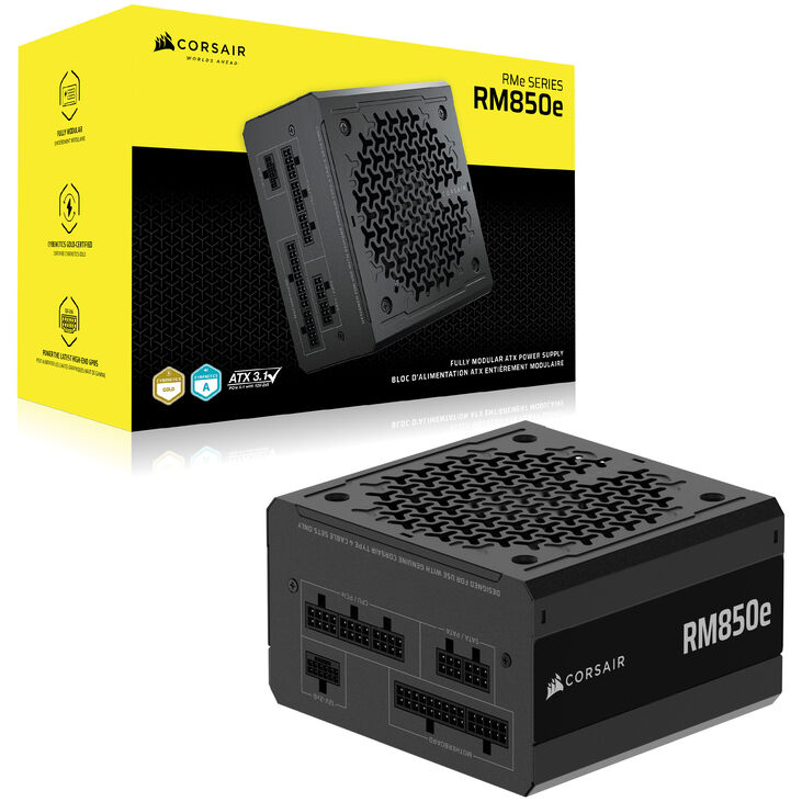 Corsair RMe Series RM850e 80 PLUS Gold Power Supply, modular, ATX 3.1, PCIe 5.1 - 850 watts, black image number 13