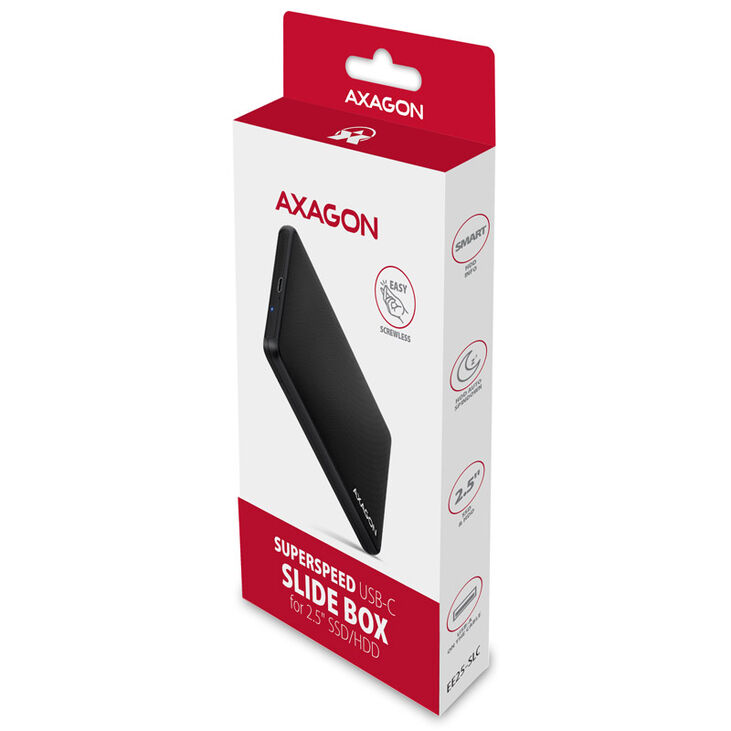 AXAGON EE25-SLC external 2.5" case, USB 3.0 / SATA III - USB-C, black image number 3